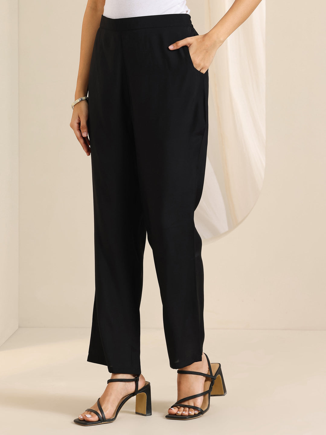 Black Floral Printed Silk Blend Straight Suit Set With Dupatta