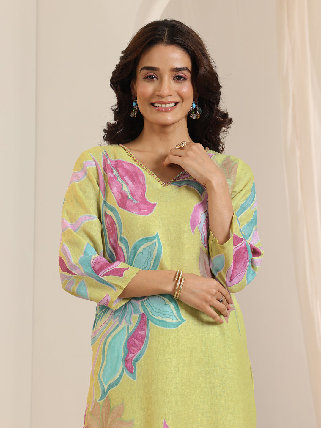 Multi Printed Cotton Blend Straight Suit Set With Dupatta