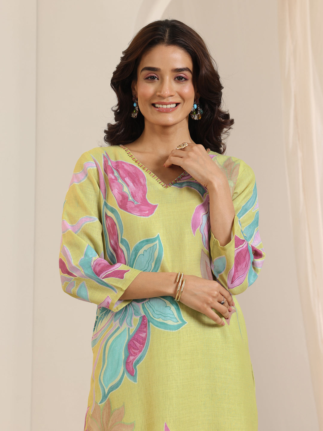 Multi Printed Cotton Blend Straight Suit Set With Dupatta