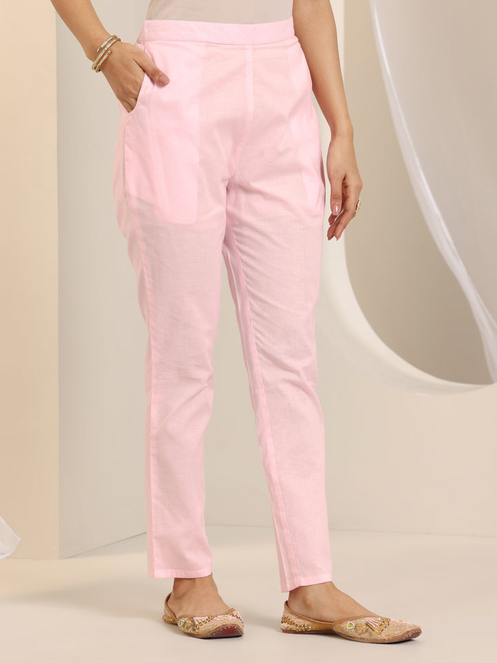 Pink Printed Cotton Blend Straight Suit Set With Dupatta