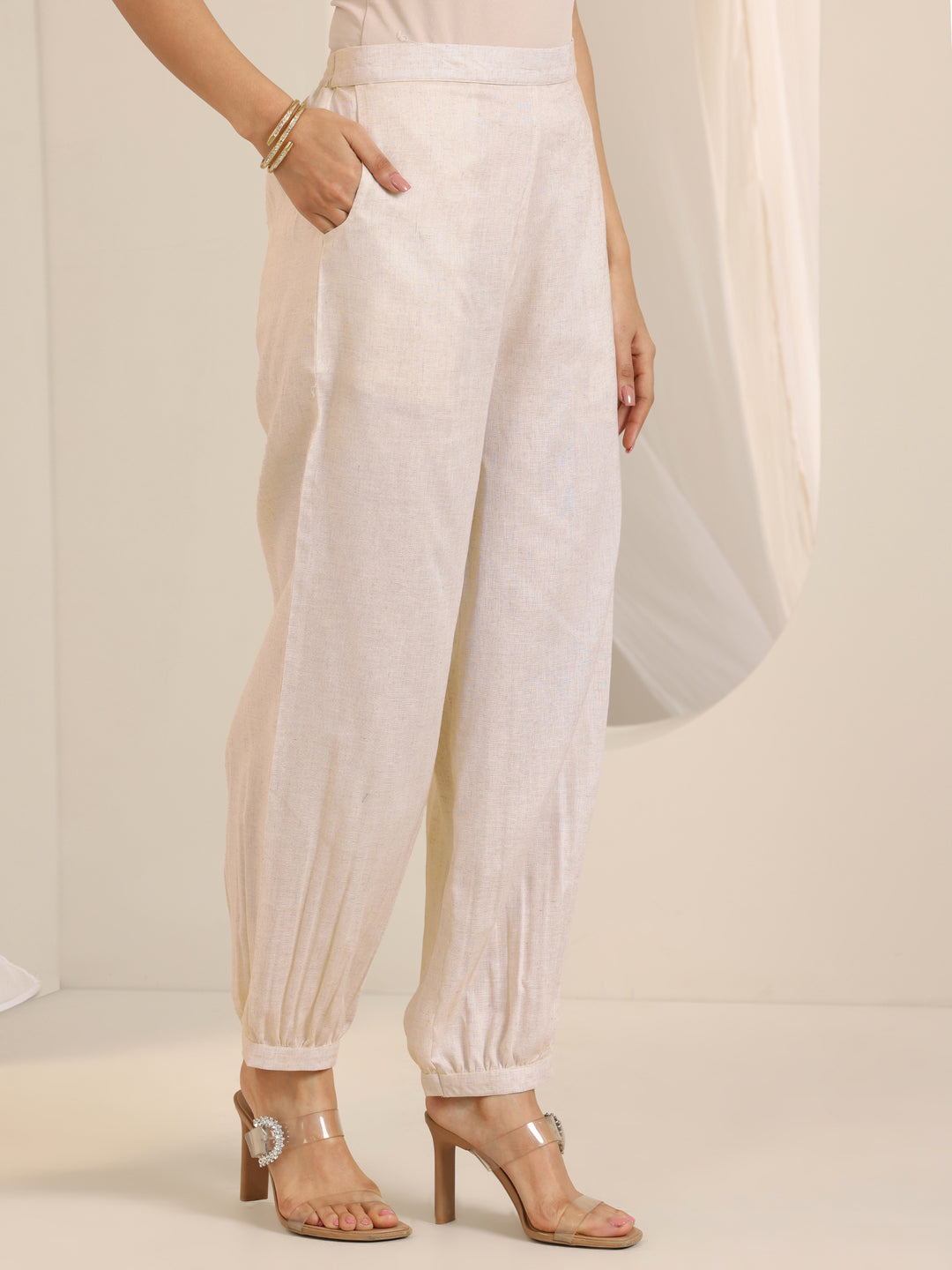 Off White Printed Cotton Blend Straight Suit Set With Dupatta