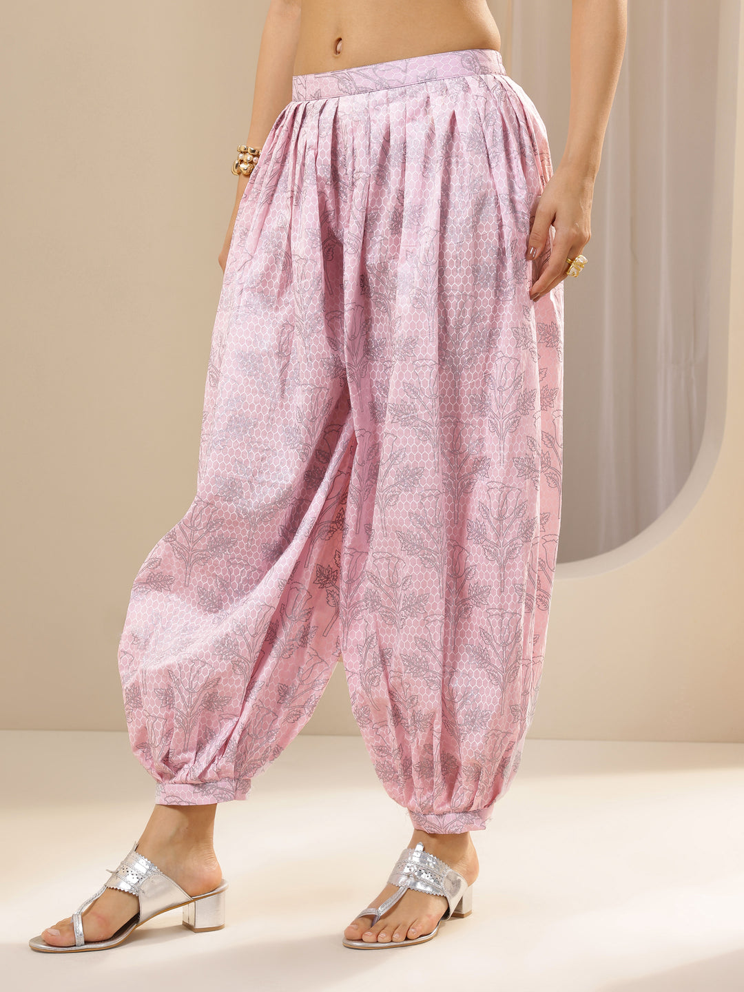 Pink Printed Cotton Straight Suit Sets With Dupatta