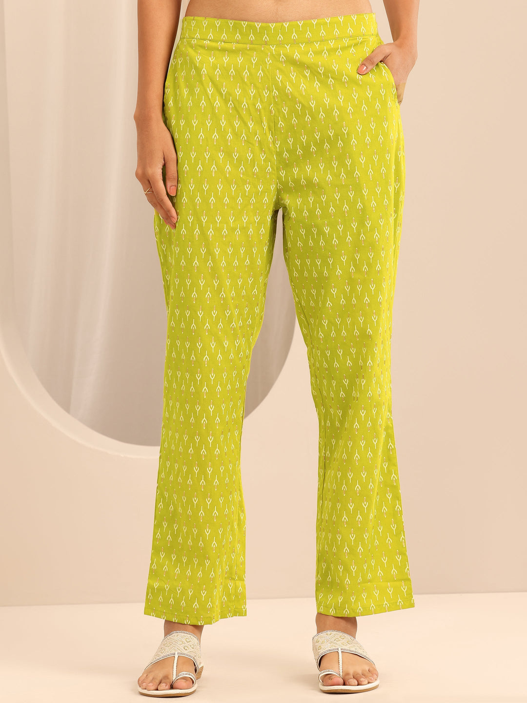 Mustard Printed Cotton Straight Suit Set With Dupatta