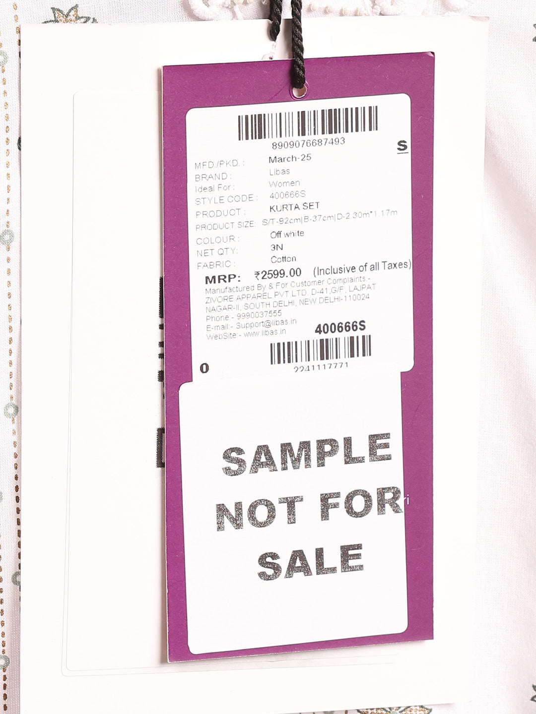 White Printed Cotton Blend Straight Suit Set With Dupatta