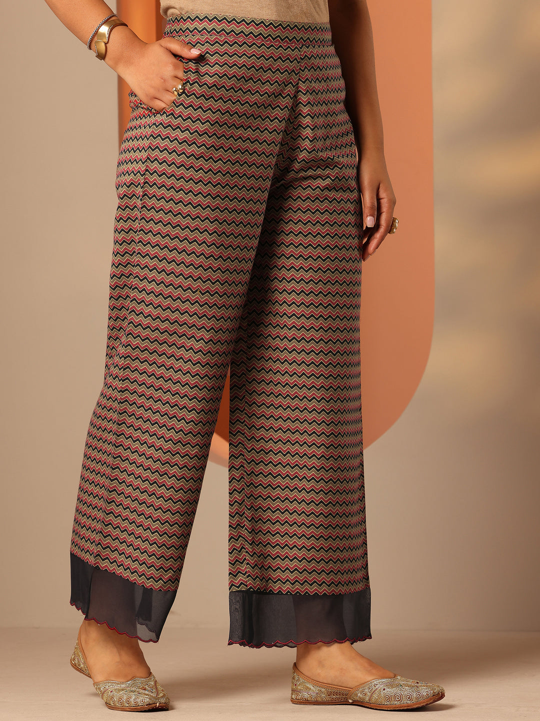 Navy Blue Printed Cotton Anarkali Suit Set With Dupatta