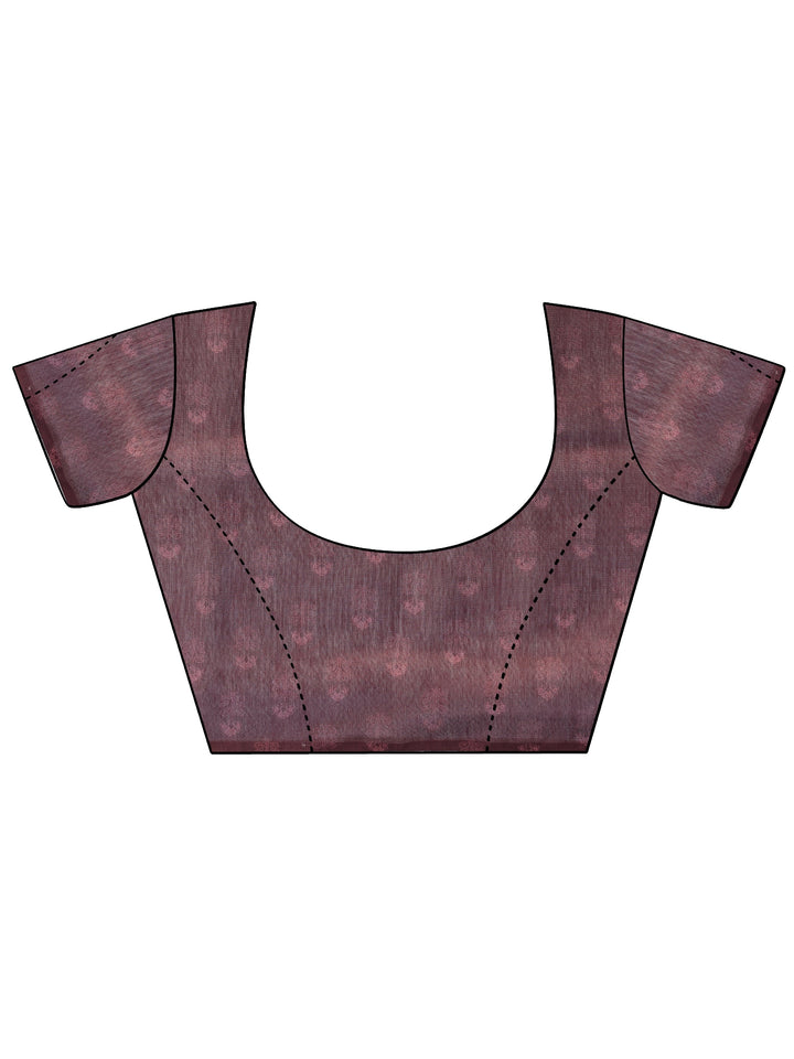 Mauve Printed Silk Blend Saree With Unstitched Blouse Piece