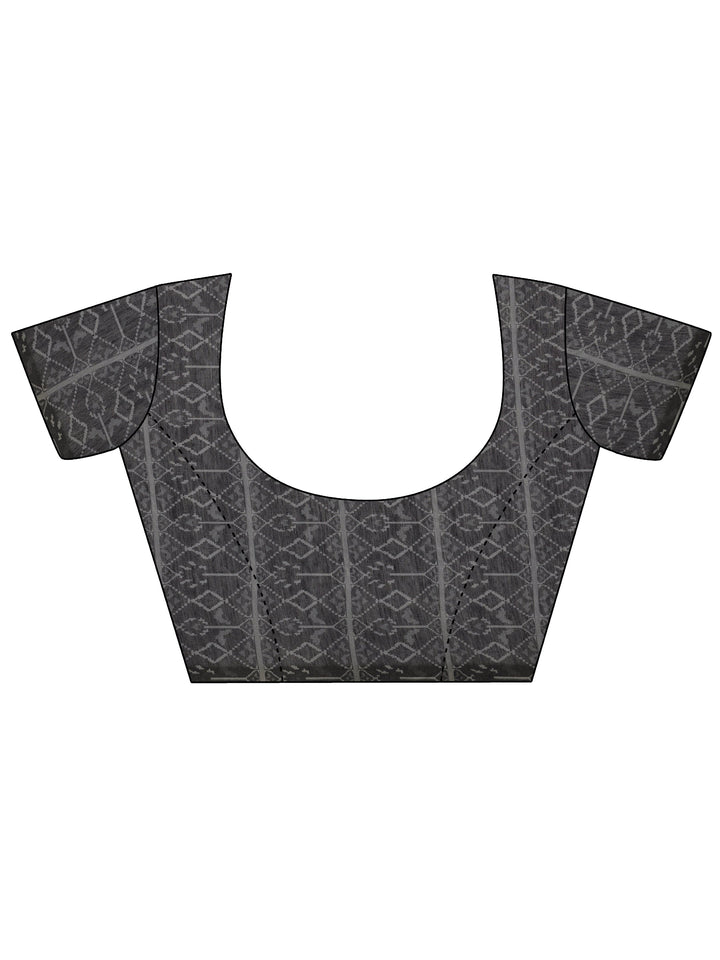 Burgundy Printed Silk Saree With Unstitched Blouse Piece