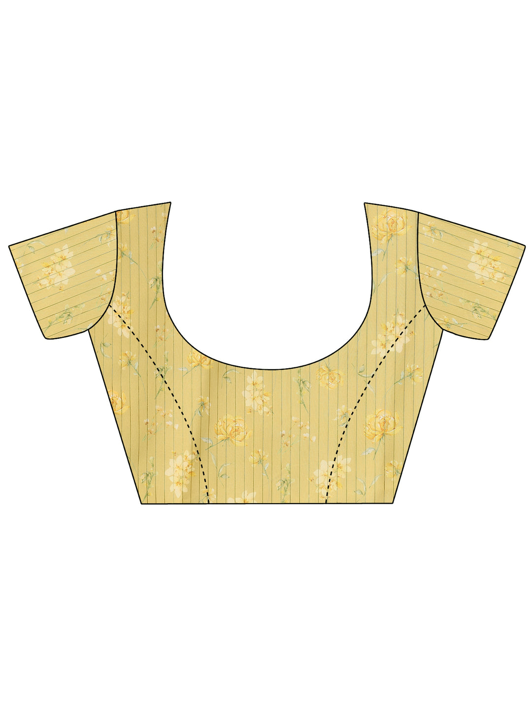 Yellow Printed Organza Saree With Unstitched Blouse Piece