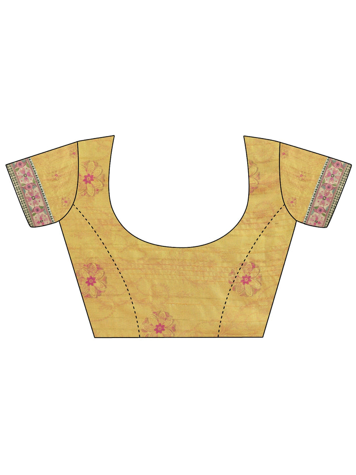 Multi Printed Silk Saree With Unstitched Blouse Piece