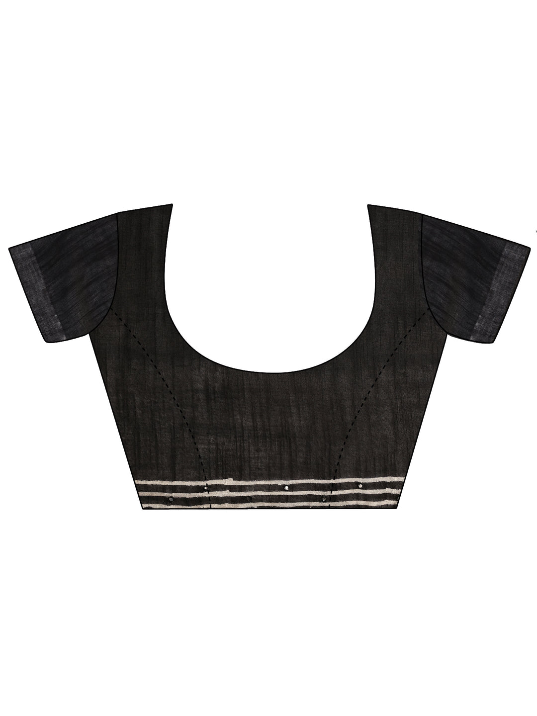 Black Printed Cotton Saree With Unstitched Blouse Piece