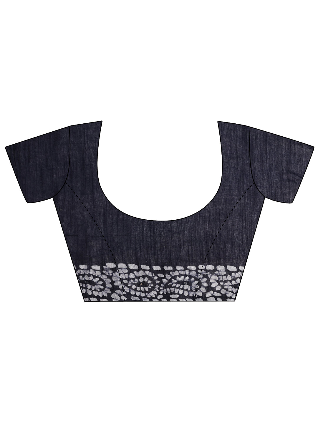 Blue Printed Cotton Saree With Unstitched Blouse Piece