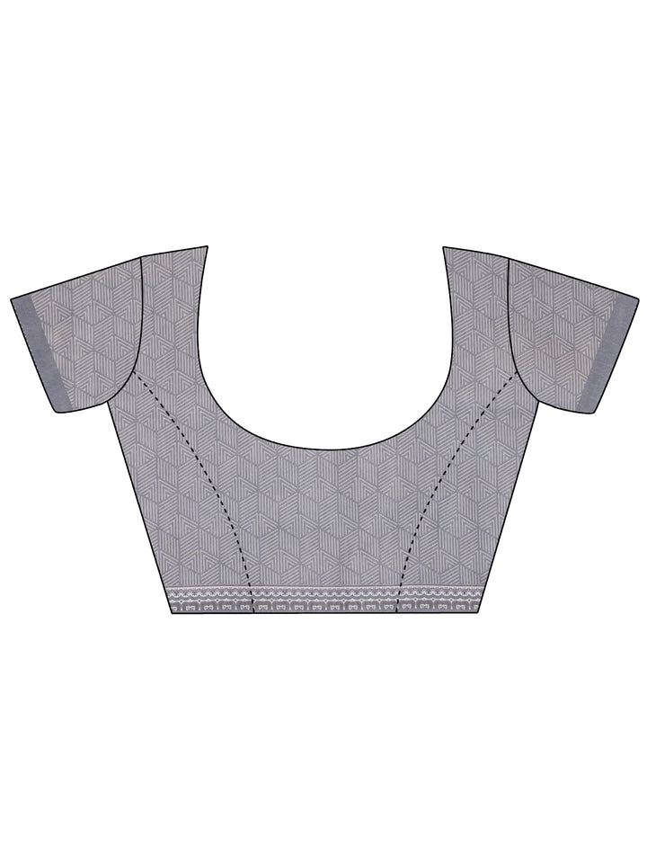 Mauve Printed Silk Blend Saree With Unstitched Blouse Piece