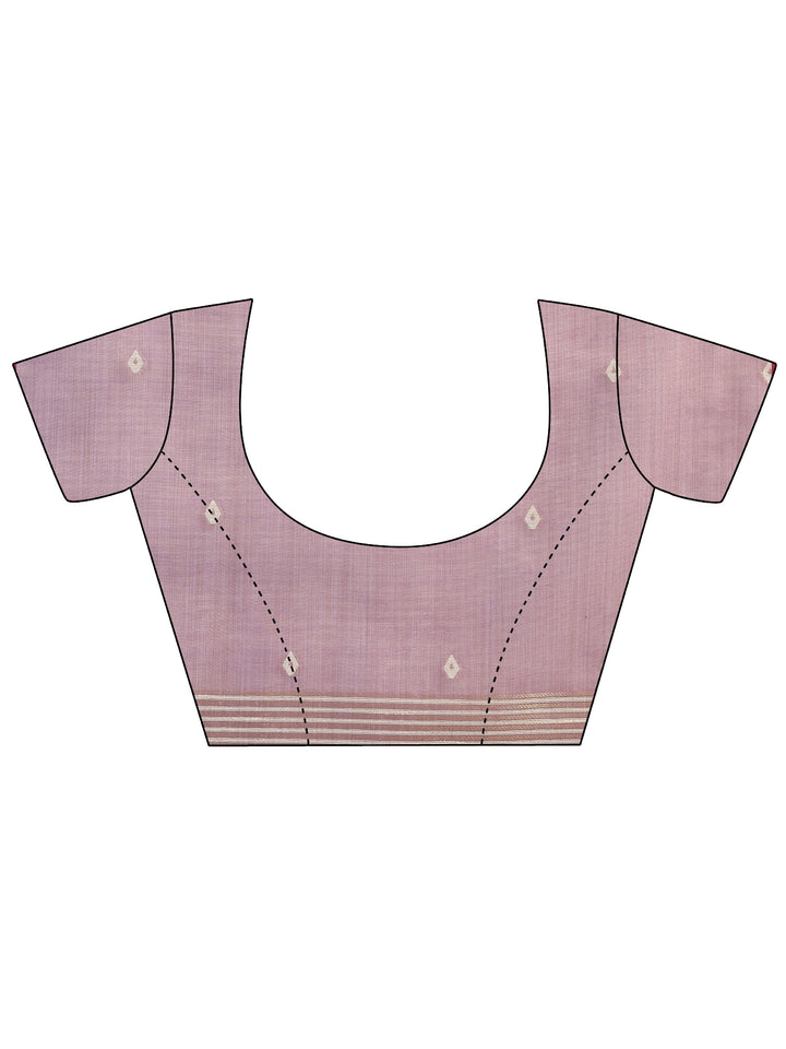 Lavender Woven Cotton Blend Saree With Unstitched Blouse Piece