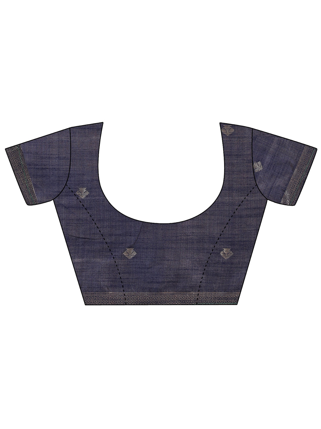 Navy Blue Woven Cotton Blend Saree With Unstitched Blouse Piece