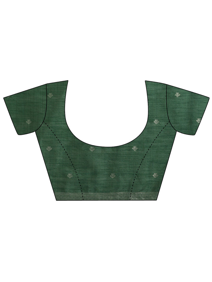 Green Woven Design Cotton Saree With Unstitched Blouse Piece
