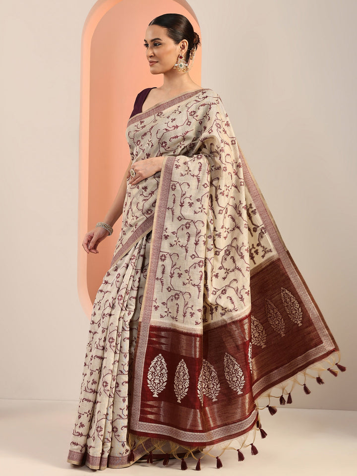 Rust Woven Cotton Blend Saree With Unstitched Blouse Piece