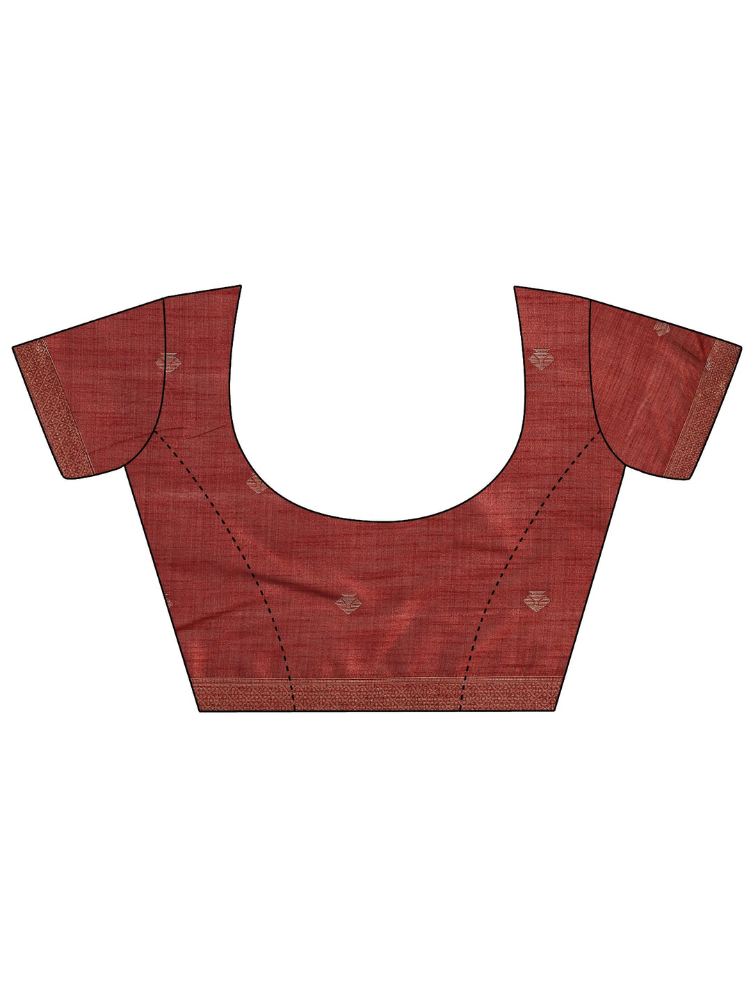 Rust Woven Cotton Blend Saree With Unstitched Blouse Piece