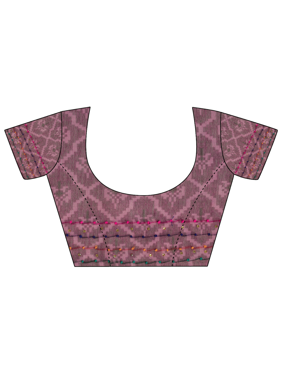 Lavender Printed Silk Saree With Unstitched Blouse Piece