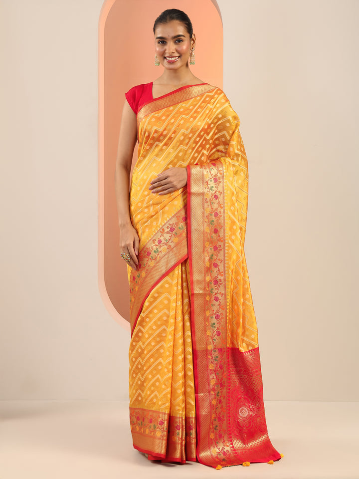 Yellow Woven Design Silk Saree With Unstitched Blouse Piece