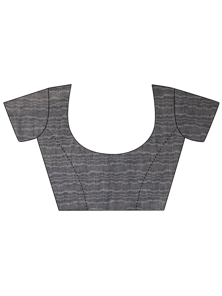 Black Printed Silk Blend Saree With Unstitched Blouse Piece