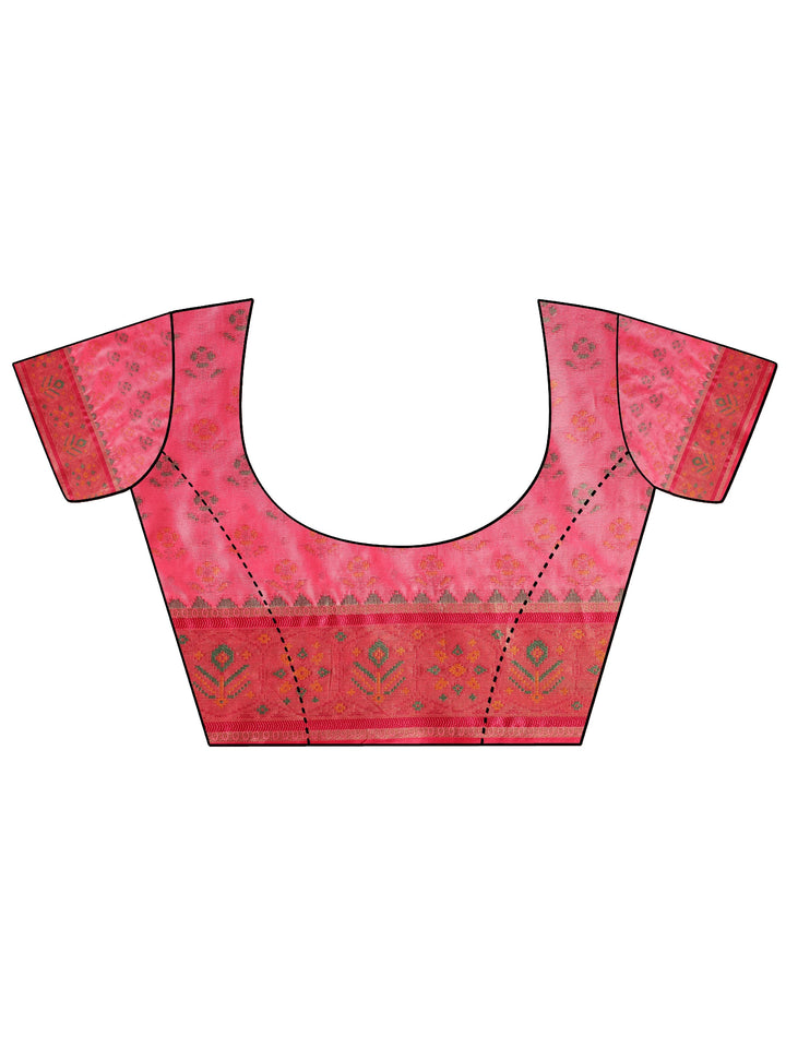 Off White Printed Silk Blend Saree With Unstitched Blouse Piece