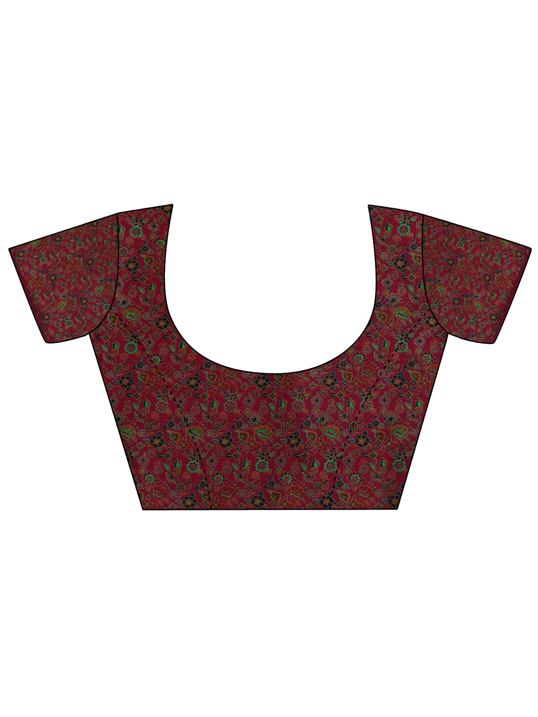 Navy Blue Printed Silk Blend Saree With Unstitched Blouse Piece