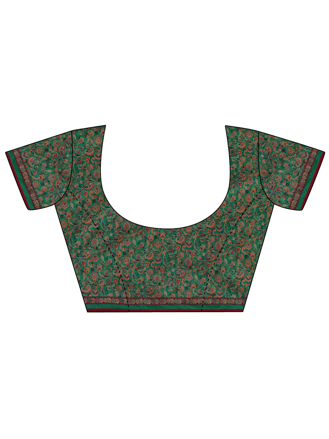 Red Printed Silk Blend Saree With Unstitched Blouse Piece