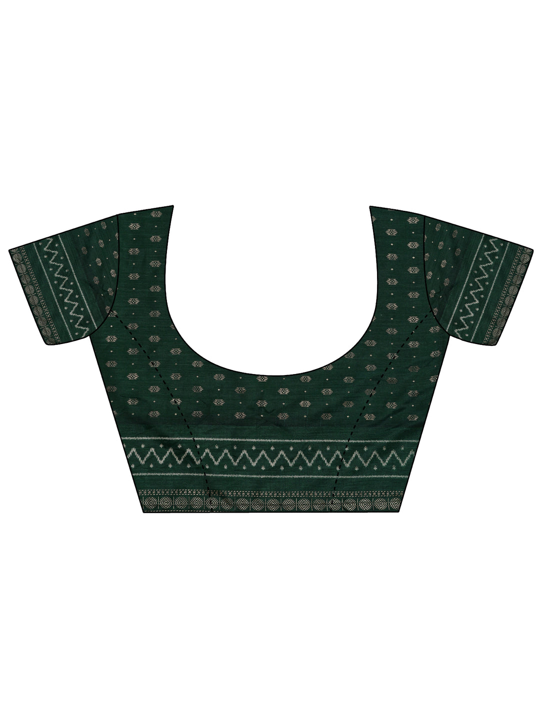 Green Printed Silk Blend Saree With Unstitched Blouse Piece