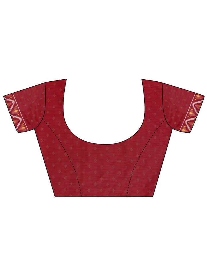 Orange Printed Silk Blend Saree With Unstitched Blouse Piece