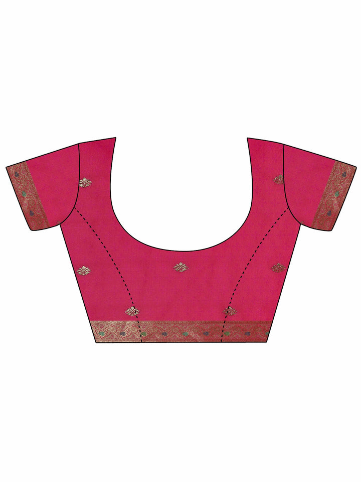 Pink Woven Design Silk Blend Saree With Unstitched Blouse Piece