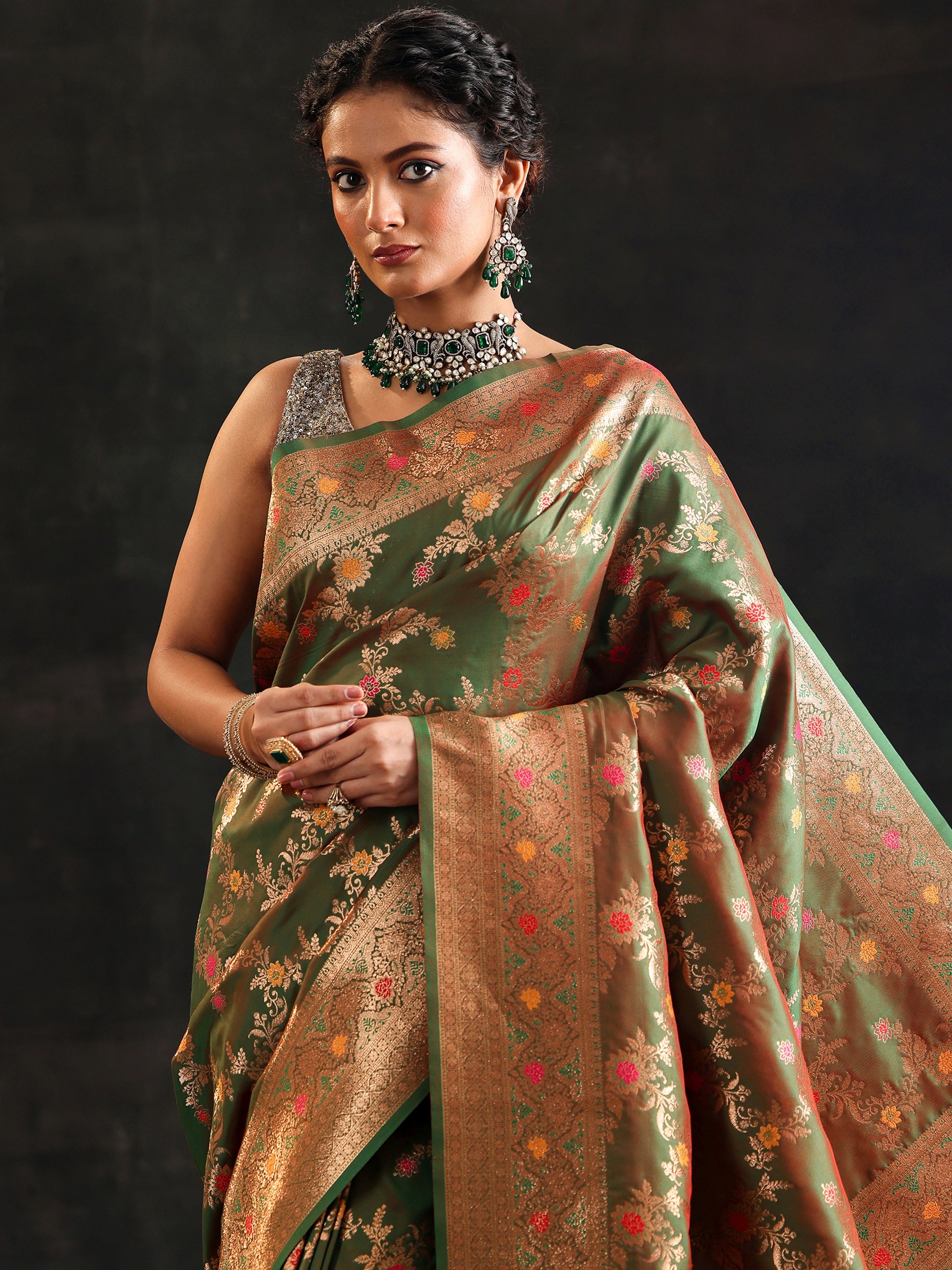 Pink Woven Design Silk blend Saree With Unstitched Blouse Piece