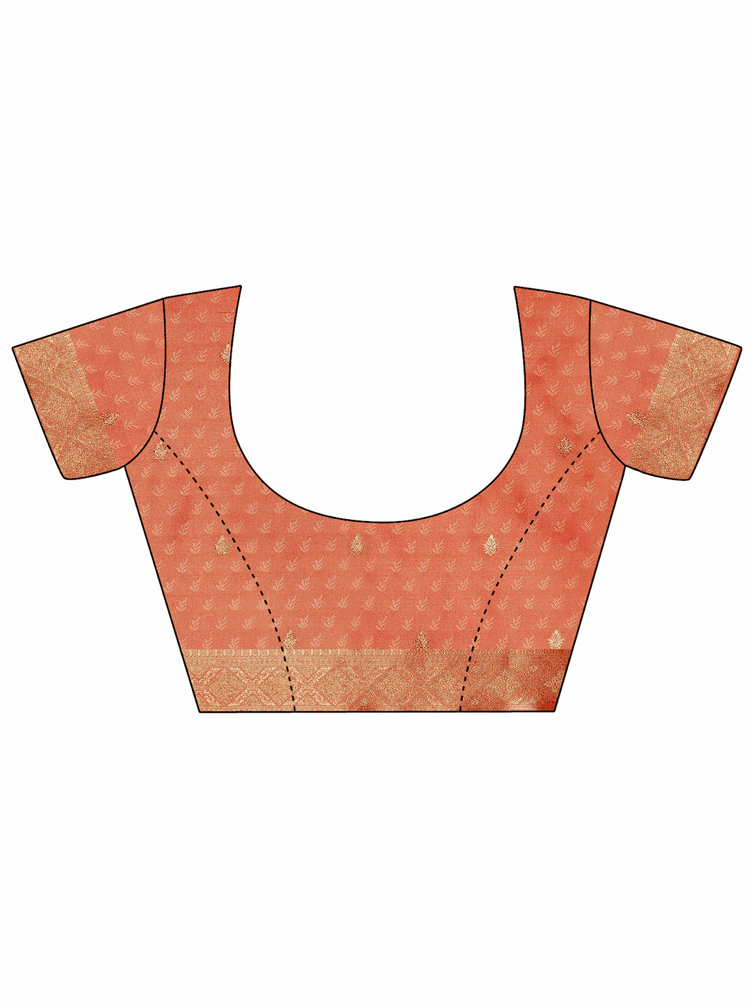 Peach Woven Design Banarasi Silk Blend Saree With Unstitched Blouse Piece