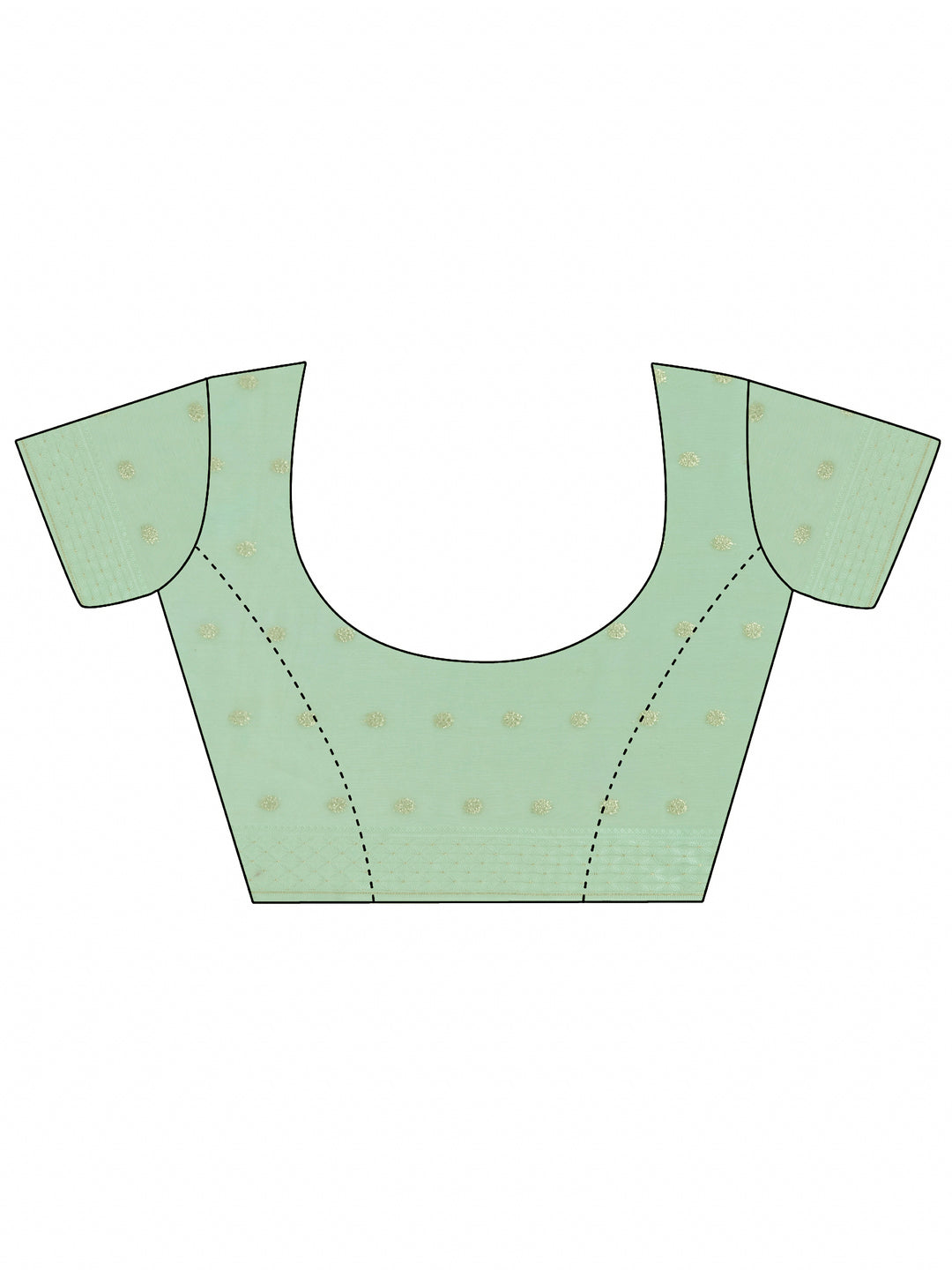 Green Printed Chanderi Saree With Unstitched Blouse Piece