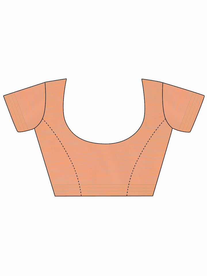 Orange Woven Design Silk Blend Saree With Unstitched Blouse Piece