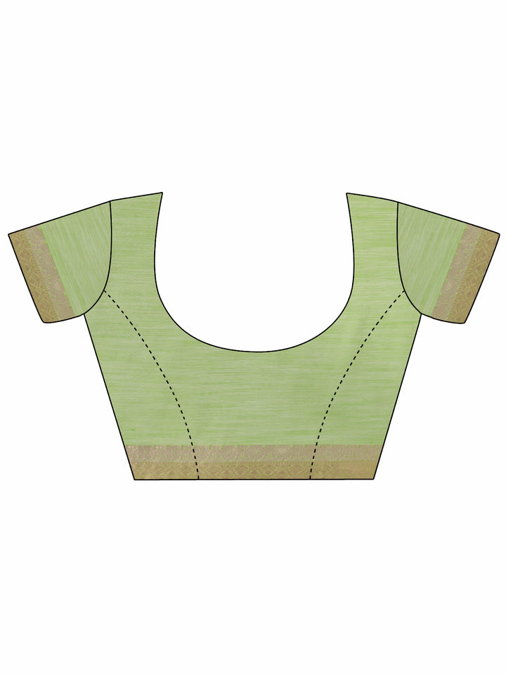 Green Woven Design Banarasi Silk Blend Saree With Unstitched Blouse Piece