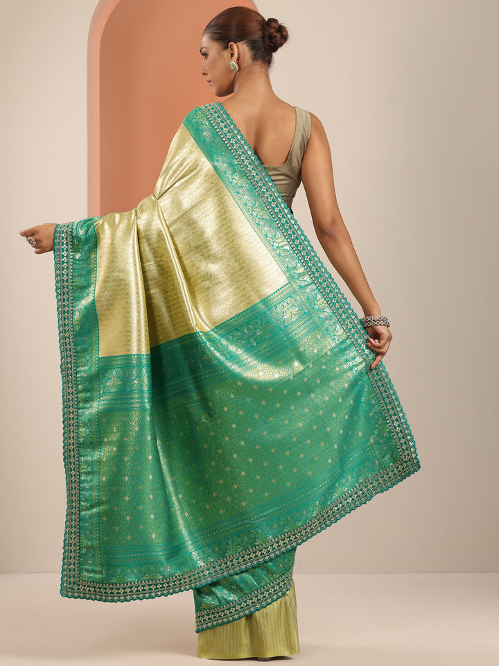 Green Woven Design Banarasi Silk Blend Saree With Unstitched Blouse Piece