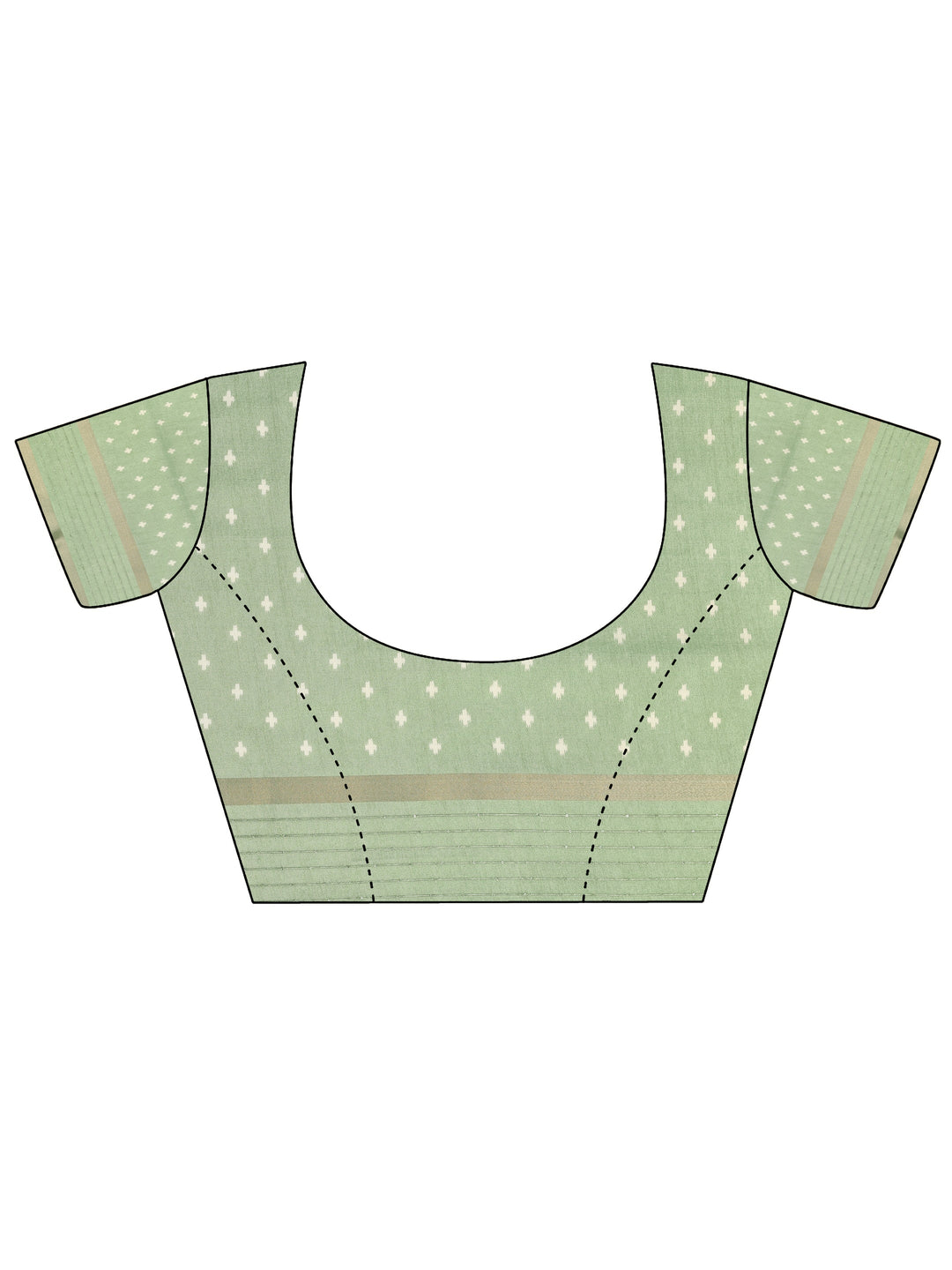 Green Printed Silk Blend Saree With Unstitched Blouse Piece