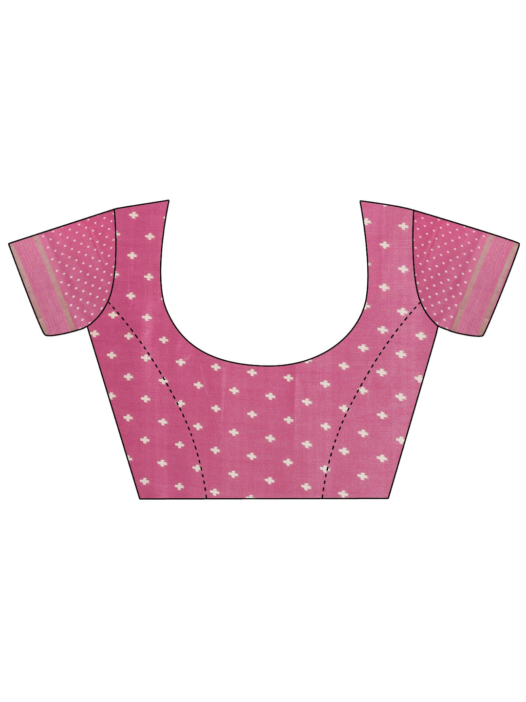 Pink Printed Silk Blend Saree With Unstitched Blouse Piece