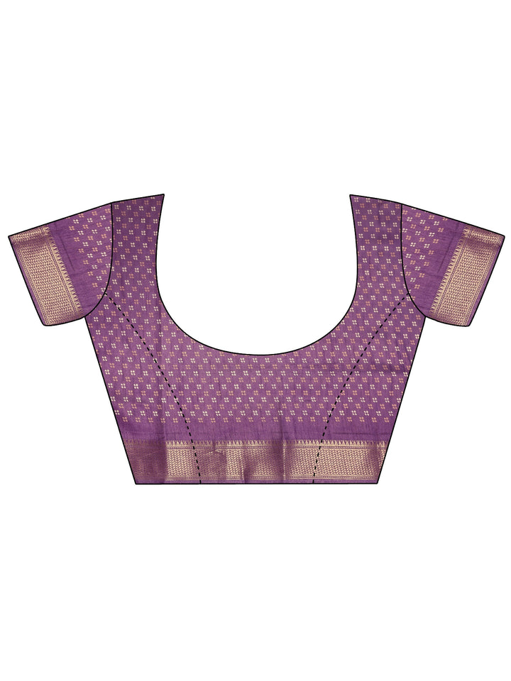 Lavender Printed Silk Blend Saree With Unstitched Blouse Piece