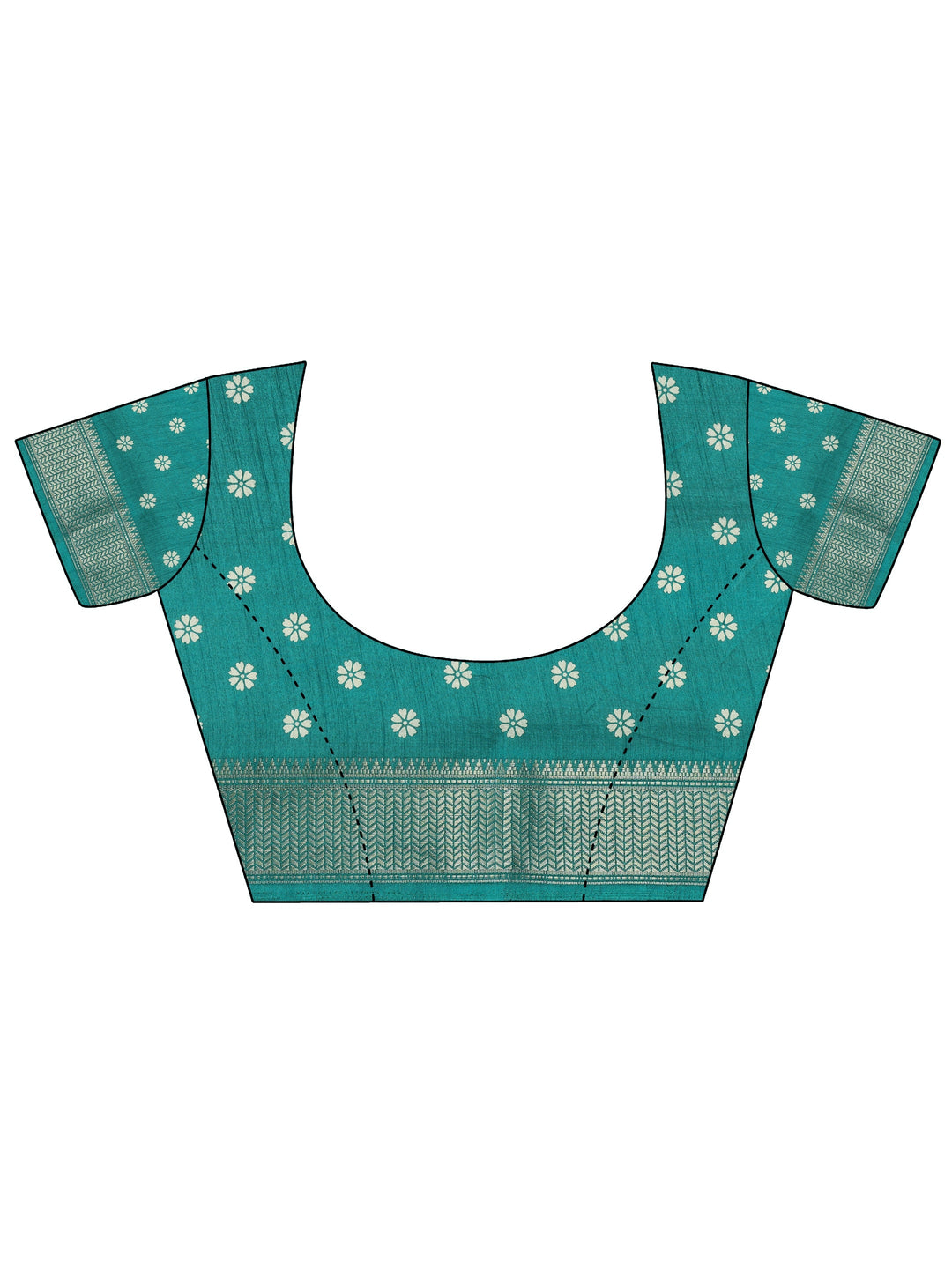 Green Printed Silk Blend Saree With Unstitched Blouse Piece