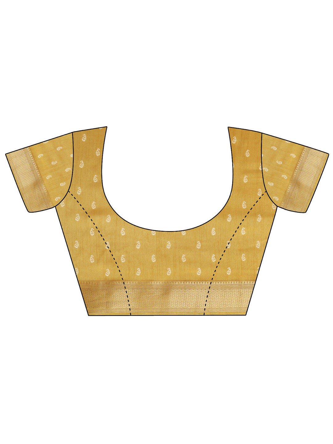 Mustard Printed Silk Blend Saree With Unstitched Blouse Piece