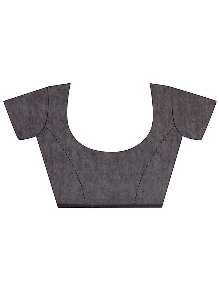 Rust Printed Silk Blend Saree With Unstitched Blouse Piece