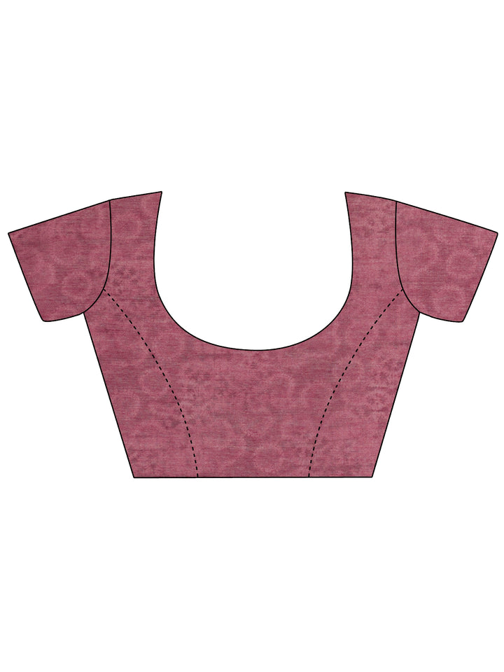 Tan Printed Silk Blend Saree With Unstitched Blouse Piece