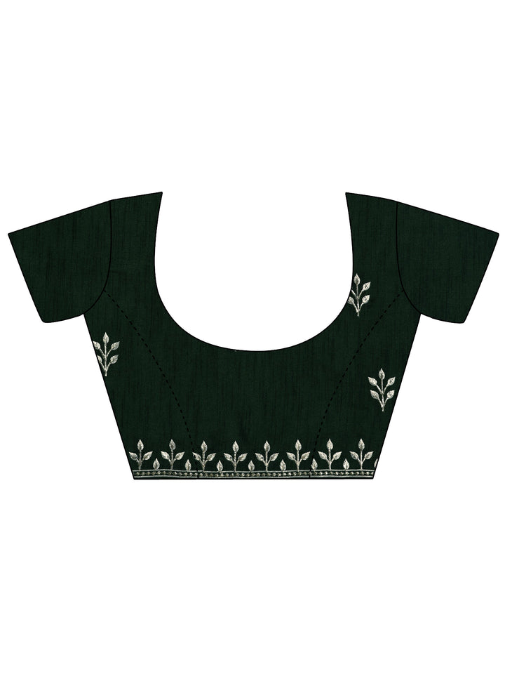 Green Embroidered Jimmy Choo Organza Saree With Unstitched Blouse Piece