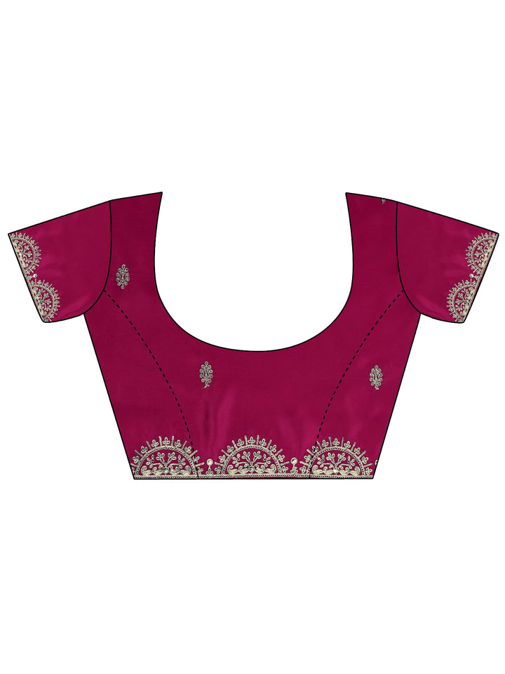 Pink Embellished Crepe Saree With Unstitched Blouse Piece