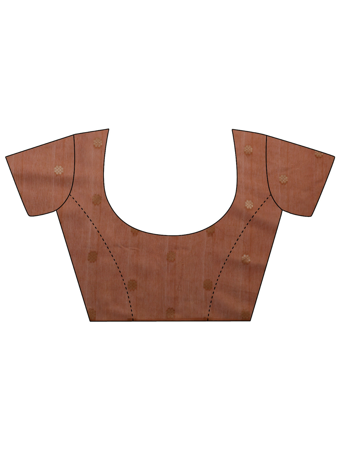 Brown Printed Silk Blend Saree With Unstitched Blouse Piece