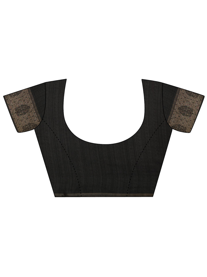 Black Printed Georgette Saree With Unstitched Blouse Piece