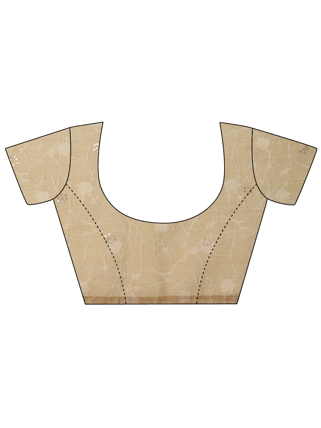 Beige Printed Silk Blend Saree With Unstitched Blouse Piece