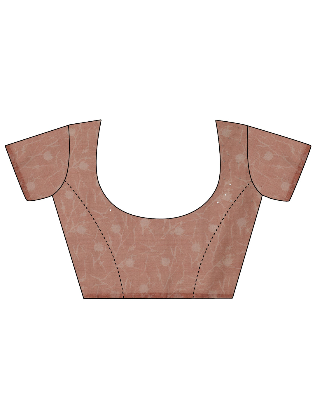 Peach Printed Silk Blend Saree With Unstitched Blouse Piece