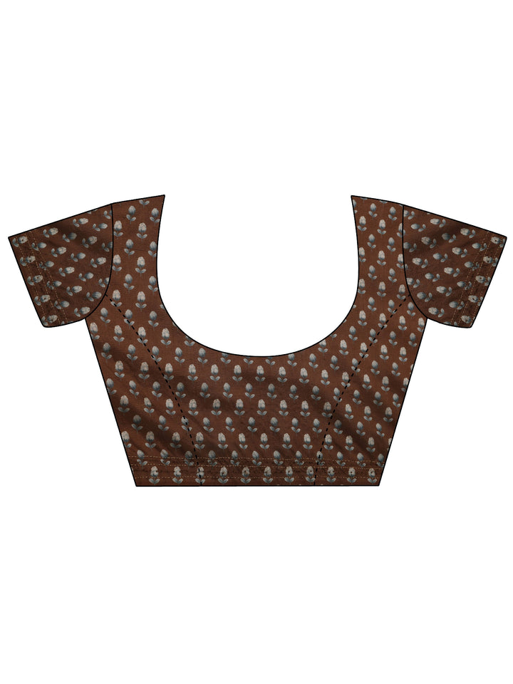 Brown Embellished Silk Blend Saree With Unstitched Blouse Piece